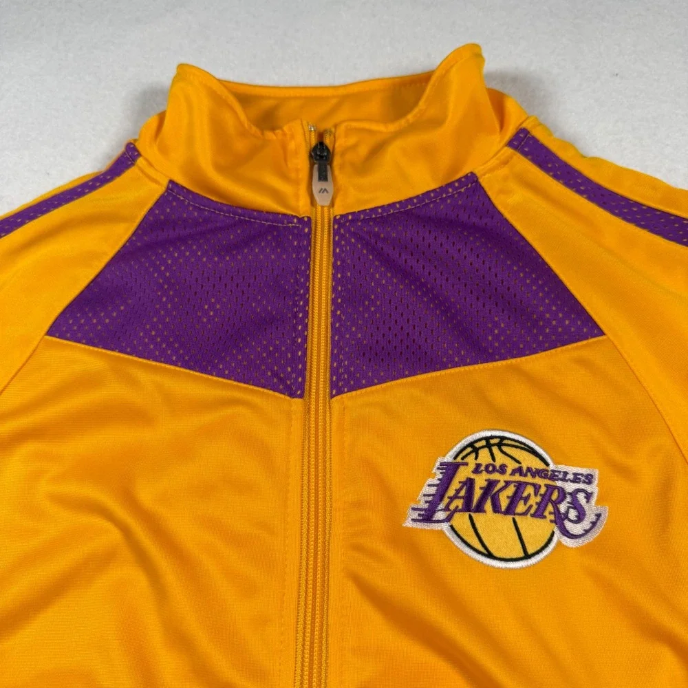 Majestic NBA Los Angeles Laker Track Jacket Gold Purple Youth Size M Full Zip